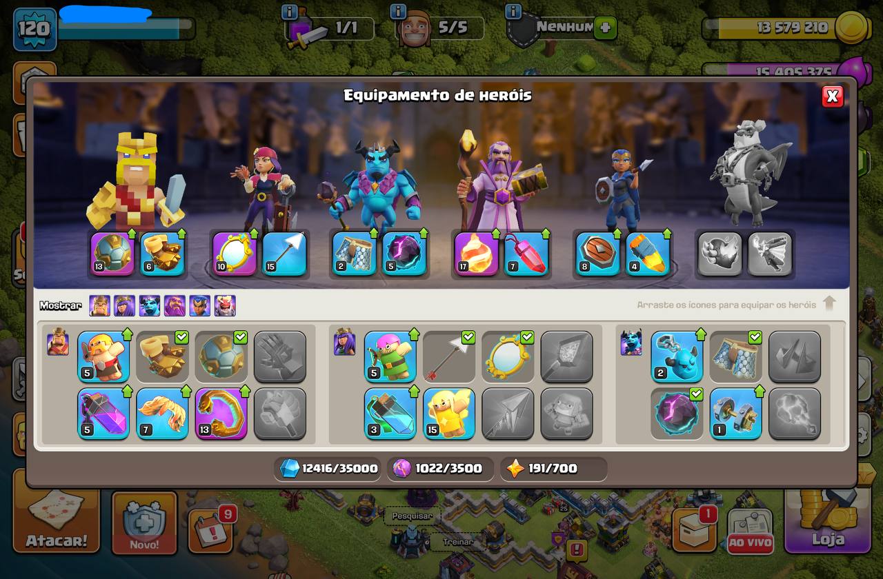 Conta Clash of Clans CV13 nivel 120 - herois fortes