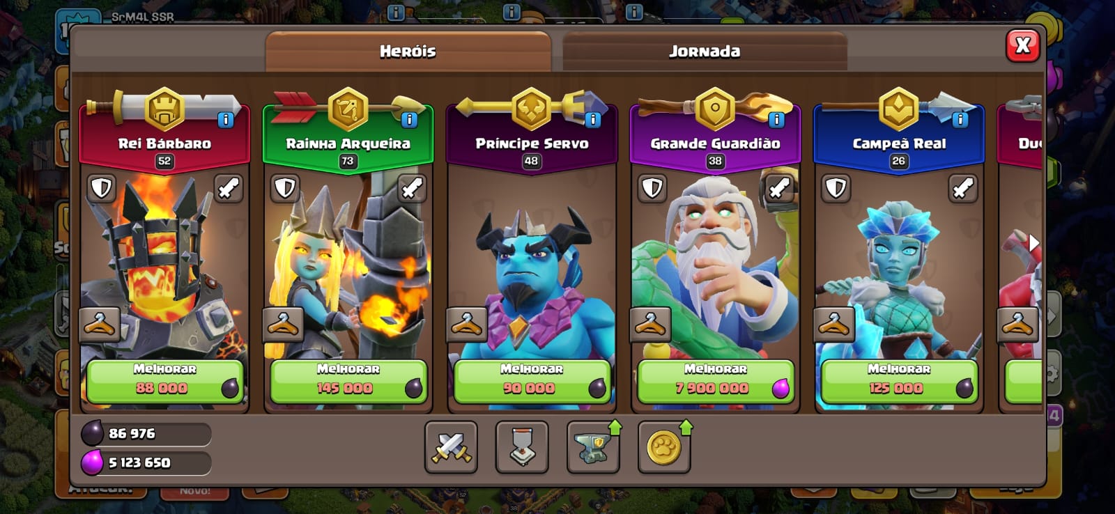 CV 16 | Lvl 150 | Rainha 73 | Guardião 38 | Liga Lenda